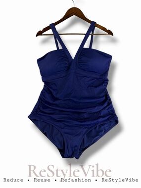 BODEN Women’s Size 14 Swimsuit One Piece Swim Fully Lined Navy Ruching